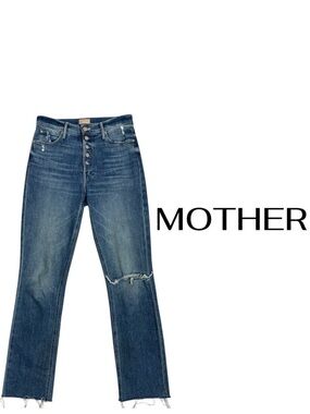 MOTHER The Pixie Dazzler Ankle Fray Straight Leg Jeans in Love Pop Size 26 CBK